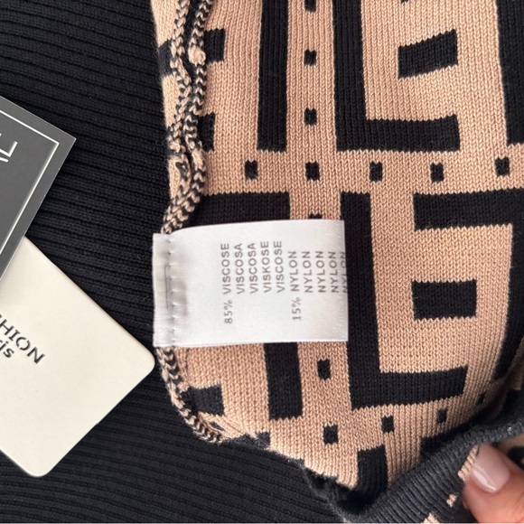 Black and Tan Patterned Dress - Picture 3 of 4